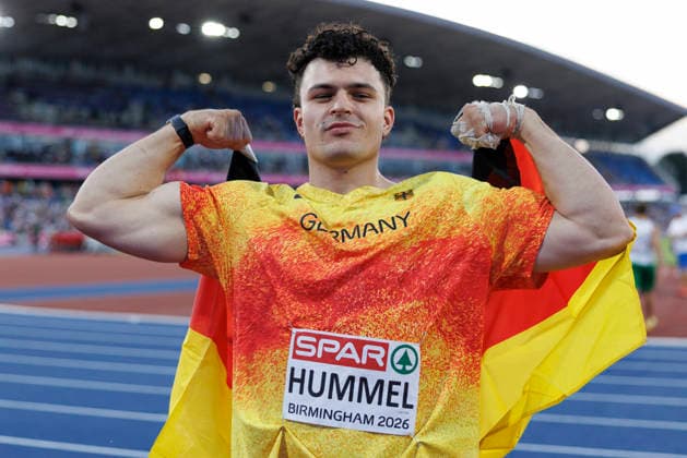 BIRMINGHAM, GREAT BRITAIN - AUGUST 11, 2026 : Merlin HUMMEL (GER Germany) gets Silver in the hammer throw during the European Athletics Championships at Alexander Stadium on August 11, 2026 in Birmingham, Great Britain. Great Britain Copyright: xAxelxKohringx
