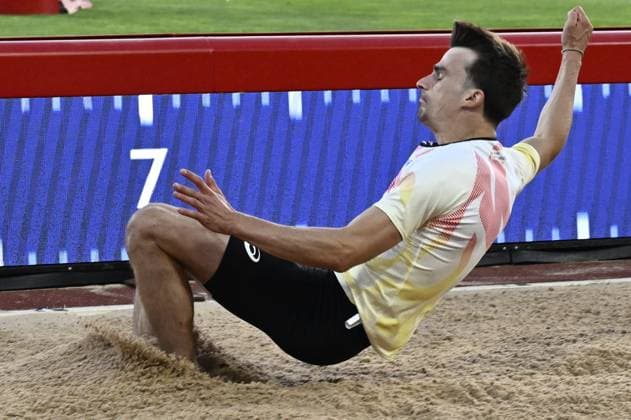 Belgian Yani Sampson pictured in action during the final of the men s Long Jump event on the second day of the European Athletics Championships (August 10-18) in Birmingham, United Kingdom, on Tuesday 11 August 2026. ERICxLALMAND  x183185068x