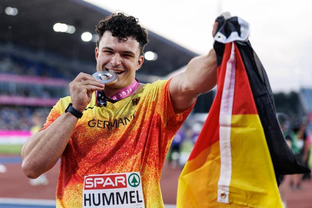 Athletics, European Championships in Birmingham, hammer throw, men, Merlin Hummel wins silver