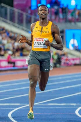 BIRMINGHAM, GREAT BRITAIN - AUGUST 11, 2026 : Owen ANSAH (GER Germany) competing in the 100m semifinal during the European Athletics Championships at Alexander Stadium on August 11, 2026 in Birmingham, Great Britain. Great Britain Copyright: xLeahxKohringx