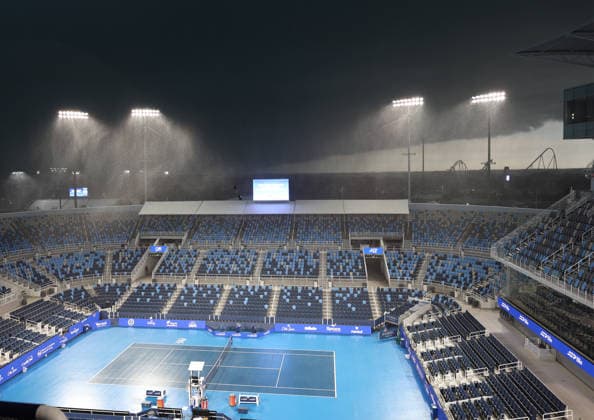 August 11, 2026, Mason, Ohio, USA: Stormy and rainy weather interrupted qualifying matches before tennis tournament WTA, Tennis Damen and ATP, Tennis Herren 1000 Cincinnati Open in Mason, USA. Mason USA - ZUMAc278 20260811_zsp_c278_001 Copyright: xMarcinxCholewinskix