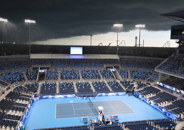 August 11, 2026, Mason, Ohio, USA: Stormy and rainy weather interrupted qualifying matches before tennis tournament WTA, Tennis Damen and ATP, Tennis Herren 1000 Cincinnati Open in Mason, USA. Mason USA - ZUMAc278 20260811_zsp_c278_003 Copyright: xMarcinxCholewinskix