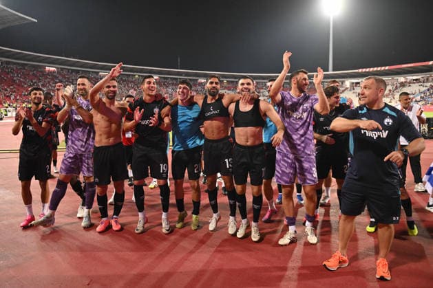 CRVENA ZVEZDA vs HAPOEL BEER SHEVA CELEBRATION football Crvena zvezda vs Hapoel Ber Sheva Champions league qualification match at Rajko Mitic stadium , Belgrade 27.08.2026 PHOTO FOOTBALL, CRVENA ZVEZDA, RED STAR, UEFA CHAMPIONS LEAGUE QUALIFICATIONS, HAPOEL BEER SHEVA Belgrade Rajko Mitic stadium Serbia Copyright: xMarkoxMetlasx xMNxPressx