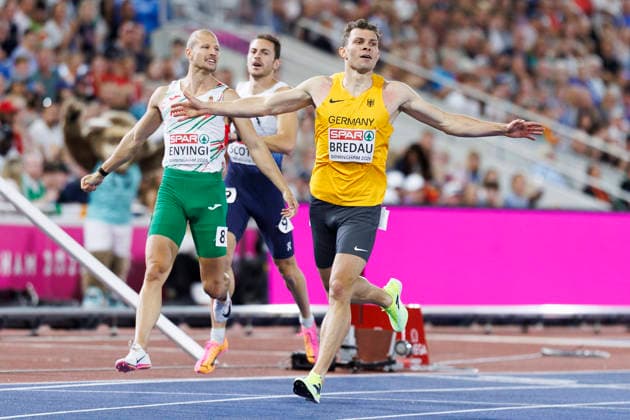 BIRMINGHAM, GREAT BRITAIN - AUGUST 11, 2026 : Jean-Paul BREDAU (GER Germany) flies into the final 400m competing during the European Athletics Championships at Alexander Stadium on August 11, 2026 in Birmingham, Great Britain. Great Britain Copyright: xAxelxKohringx
