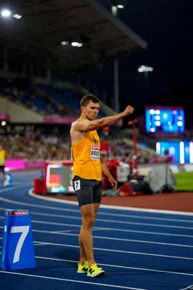 BIRMINGHAM, GREAT BRITAIN - AUGUST 11, 2026 : Jean Paul Bredau (GER Germany) competing in the 400m semifinal during the European Athletics Championships at Alexander Stadium on August 11, 2026 in Birmingham, Great Britain. Great Britain Copyright: xLeahxKohringx