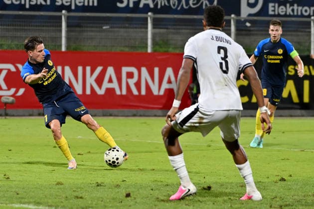CELJE; SLOVENIA - ARMENIA 11: Benjamin Verbic of Celje (L) score during the UEFA Champions League QR-3 second match between Celje (Slovenia) and Ararat-Armenia (Armenia) at Stadion Celje, Celje on August 11, 2026 in Celje, Slovenia. (Photo by Igor Kupljenik Sports Press Photo).  Copyright: xIgorxKupljenikx xSPPx Sportspressphoto_SPR204350