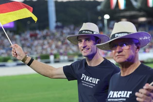Richard Vogel (GER) beim Einzug der Sportler , Eröffnungsfeier , Opening ceremony , AACHEN - FEI World Championships 2026, Weltfest des Pferdesports, Reitsport Weltmeisterschaft 2026, Aachen 2026, Welcome Home 2026, Aachener Soers, 11. bis 23. August 2026, Reitsport, 11.08.2026, Aachen Aachener Soers Deutschland *** Richard Vogel (GER) during the athletes parade, Opening Ceremony, AACHEN FEI World Championships 2026, World Festival of Equestrian Sports, 2026 Equestrian World Championships, Aachen 2026, Welcome Home 2026, Aachen Soers, August 11–23, 2026, Equestrian Sports, August 11, 2026, Aachen Soers, Germany