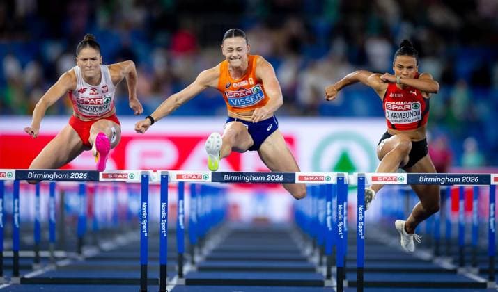 BIRMINGHAM - Nadine Visser in action in the 100-meter hurdles final during the second day of the European Athletics Championships. IRIS VAN DEN BROEK ANP xVIxANPxSportx xxANPxIVx 565286841 originalFilename: 565286841.jpg