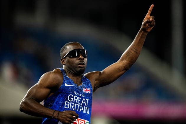 260811 Romell Glave of Great Britain celebrates after men s 100 meter final during day 2 of the 2026 European Athletics Championships on August 11, 2026 in Birmingham. Photo: Maxim Thore BILDBYRAN kod MT MT1065 friidrott athletics friidrett friidrotts-em em friidretts-em 2026 european athletics championships 2 bbeng *** August 11, 2026: Romell Glave of Great Britain celebrates after the men’s 100-meter final on Day 2 of the 2026 European Athletics Championships on August 11, 2026 in Birmingham. Photo by Maxim Thore. BILDBYRAN code MT MT1065 track and field athletics friidrett friidrotts em em friidretts em 2026 European Athletics Championships 2 bbeng  Copyright: MAXIMxTHORE BB260811MT105