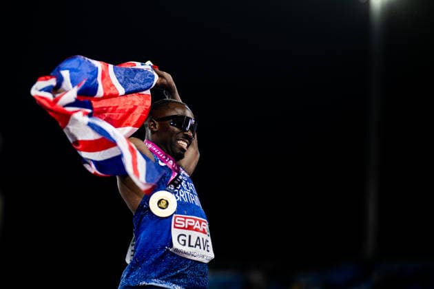 260811 Romell Glave of Great Britain celebrates after men s 100 meter final during day 2 of the 2026 European Athletics Championships on August 11, 2026 in Birmingham. Photo: Maxim Thore BILDBYRAN kod MT MT1065 friidrott athletics friidrett friidrotts-em em friidretts-em 2026 european athletics championships 2 bbeng *** August 11, 2026: Romell Glave of Great Britain celebrates after the men’s 100-meter final on Day 2 of the 2026 European Athletics Championships on August 11, 2026 in Birmingham. Photo by Maxim Thore. BILDBYRAN code MT MT1065 track and field athletics friidrett friidrotts em em friidretts em 2026 European Athletics Championships 2 bbeng  Copyright: MAXIMxTHORE BB260811MT107