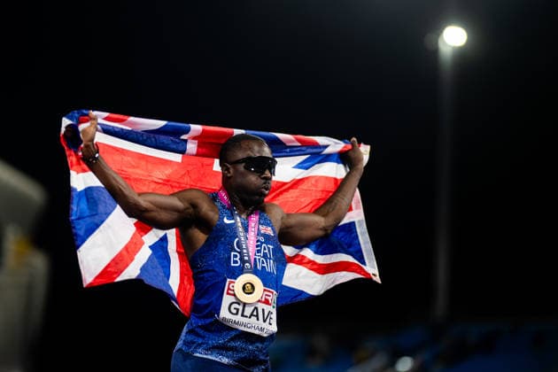 260811 Romell Glave of Great Britain celebrates after men s 100 meter final during day 2 of the 2026 European Athletics Championships on August 11, 2026 in Birmingham. Photo: Maxim Thore BILDBYRAN kod MT MT1065 friidrott athletics friidrett friidrotts-em em friidretts-em 2026 european athletics championships 2 bbeng *** August 11, 2026: Romell Glave of Great Britain celebrates after the men’s 100-meter final on Day 2 of the 2026 European Athletics Championships on August 11, 2026 in Birmingham. Photo by Maxim Thore. BILDBYRAN code MT MT1065 track and field athletics friidrett friidrotts em em friidretts em 2026 European Athletics Championships 2 bbeng  Copyright: MAXIMxTHORE BB260811MT108