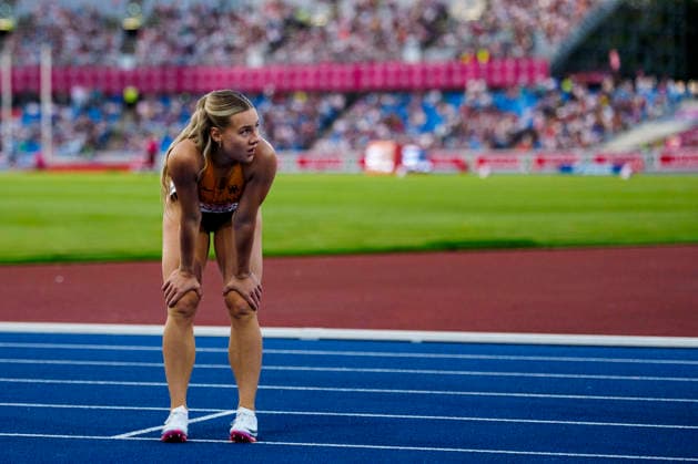 BIRMINGHAM, GREAT BRITAIN - AUGUST 11, 2026 : Lia FLOTOW (GER Germany) competing in the 100m hurdles semifinal during the European Athletics Championships at Alexander Stadium on August 11, 2026 in Birmingham, Great Britain. Great Britain Copyright: xLeahxKohringx