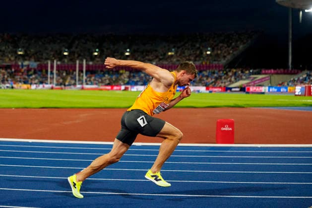 BIRMINGHAM, GREAT BRITAIN - AUGUST 11, 2026 : Jean Paul Bredau (GER Germany) competing in the 400m semifinal during the European Athletics Championships at Alexander Stadium on August 11, 2026 in Birmingham, Great Britain. Great Britain Copyright: xLeahxKohringx