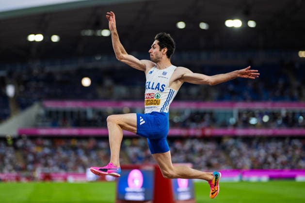 BIRMINGHAM, UNITED KINGDOM - AUGUST 11: Miltiadis Tentoglou of Greece competes in the Men s Long Jump during the European Athletics Championships at Alexander Stadium on August 11, 2026 in Birmingham, United Kingdom. England United Kingdom Copyright: xBEAUTIFULxSPORTS TobiasxLacknerx