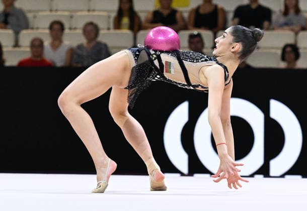 12.08.2026, xhbx, Rhythmische Sportgymnastik Weltmeisterschaft 2026, v.l. Eva Brezalieva (Bulgarien) (DFL DFB REGULATIONS PROHIBIT ANY USE OF PHOTOGRAPHS as IMAGE SEQUENCES and or QUASI-VIDEO) Frankfurt am Main *** August 12, 2026, xhbx, 2026 Rhythmic Gymnastics World Championships, from left: Eva Brezalieva, Bulgaria, DFL, DFB. REGULATIONS PROHIBIT ANY USE OF PHOTOGRAPHS AS IMAGE SEQUENCES AND OR QUASI-VIDEO. Frankfurt am Main