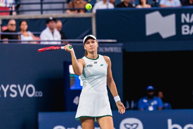 TORONTO, ON - AUGUST 11: Elena Rybakina (KAZ) is seen during a women s singles quarter-final match at the WTA, Tennis Damen 1000 National Bank Open on August 11, 2026 at Sobeys Stadium in Toronto, ON (Photo by Mathew Tsang Icon Sportswire) TENNIS: AUG 11 National Bank Open EDITORIAL USE ONLY Icon260811045