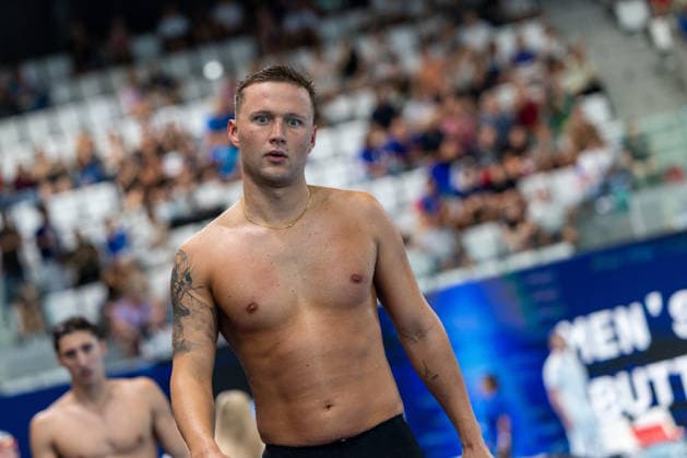 SWIMMING - EAC 2026 PARIS,FRANCE,12.AUG.26 - SWIMMING - European Aquatics Championships Paris 2026, 100m butterfly, men. Image shows Simon Bucher (AUT).  GEPAxpictures xPhilippxBrem