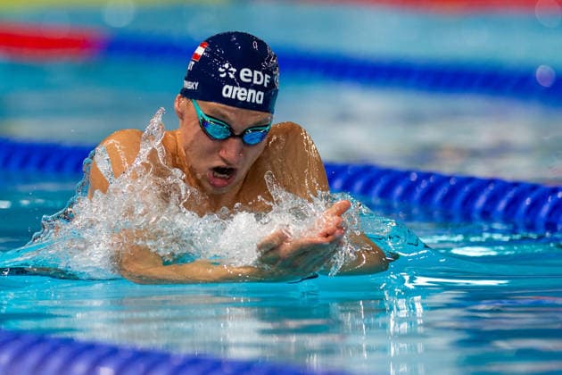 SWIMMING - EAC 2026 PARIS,FRANCE,12.AUG.26 - SWIMMING - European Aquatics Championships Paris 2026, 200m breaststroke, men. Image shows Noah Zemansky (AUT).  GEPAxpictures xPhilippxBrem