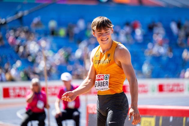 12.08.2026, GBR, Leichtathletik, Europameisterschaft 2026, Morgensession Tag 3, Birmingham Amadeus Gräber ( Deutschland ), Zehnkampf Herren, Weitsprung Birmingham Alexander Stadium England Großbritannien *** August 12, 2026, GBR, Track and Field, 2026 European Championships, Morning Session, Day 3, Birmingham; Amadeus Gräber, Germany, Men s Decathlon, Long Jump, Birmingham Alexander Stadium, England, Great Britain Copyright: xNordphoto Memmlerx