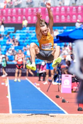 BIRMINGHAM, GREAT BRITAIN - AUGUST 12, 2026 : Amadeus GRÄBER (GER Germany) competing in the long jump decathlon during the European Athletics Championships at Alexander Stadium on August 12, 2026 in Birmingham, Great Britain. Great Britain Copyright: xLeahxKohringx