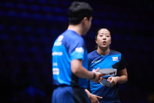 2026 WTT Europe Smash - Sweden - Main Draw - 12 August 2026 - Day 3 Shin Yubin and Lim Jonghoon of South Korea compete against Anders Lind and Anna Hursey of Denmark and Wales during the Mixed Doubles Round of 16 at the 2026 Europe Smash at the Malmo Arena in Malmo, Sweden, on August 11, 2026. Malmo Sweden  Copyright: xRemyxGrosx originalFilename:gros-europesm260812_nptyU.jpg