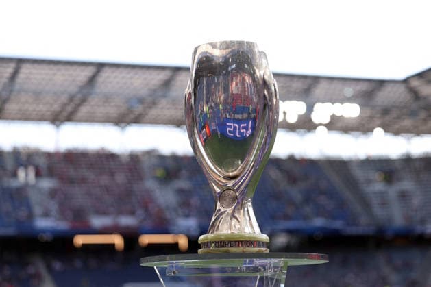 SOCCER - UEFA Super Cup - PSG vs. Aston Villa FC Photo by IPA ABACAPRESS.COM87421789 - Salzburg, Austria, August 12, 2026: Trophy display before the 2026 UEFA Super Cup final soccer match between Paris Saint-Germain and Aston Villa at the Salzburg Stadium. Salzburg Austria  Copyright: xIPAxSport ABACAx