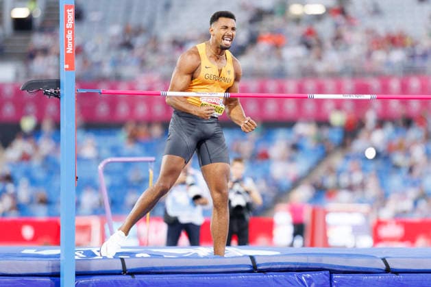 BIRMINGHAM, GREAT BRITAIN - AUGUST 12, 2026: Leo NEUGEBAUER (GER Germany) reacts during the high jump competition of the decathlon during the European Athletics Championships at Alexander Stadium on August 12, 2026 in Birmingham, Great Britain. Great Britain Copyright: xAxelxKohringx