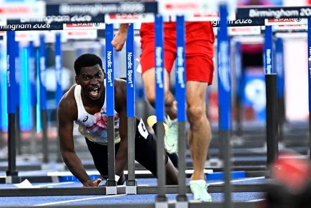 European Athletics Championships Birmingham 2026 - day 3 BIRMINGHAM, ENGLAND - AUGUST 12 : Bacari Elie (BEL) in action during the 110m hurdles on day 3 of the Birmingham 2026 European Athletics Championships on August 12, 2026 in Birmingham, England, 12 08 2026 Birmingham ENGLAND  Copyright: xTomasxSiskx