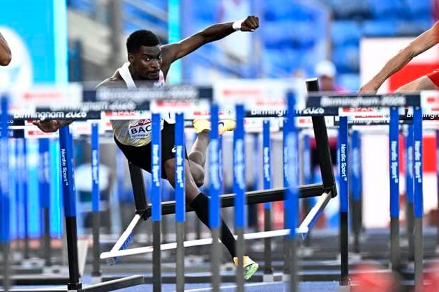 European Athletics Championships Birmingham 2026 - day 3 BIRMINGHAM, ENGLAND - AUGUST 12 : Bacari Elie (BEL) in action during the 110m hurdles on day 3 of the Birmingham 2026 European Athletics Championships on August 12, 2026 in Birmingham, England, 12 08 2026 Birmingham ENGLAND  Copyright: xTomasxSiskx