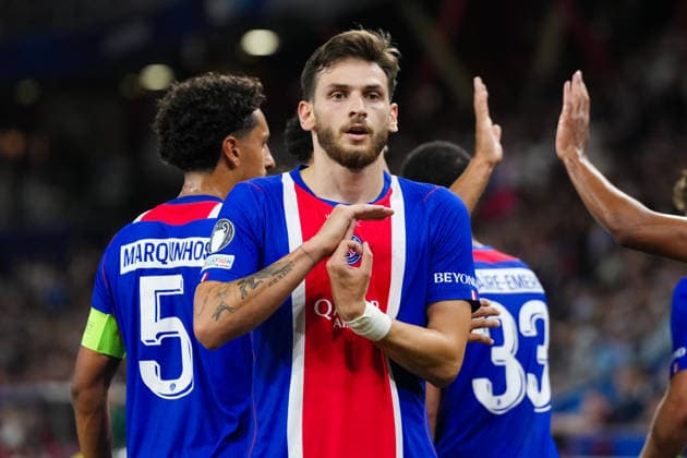 12.08.2026, xydrx, Fußball, UEFA Super Cup, Finale, Paris Saint-Germain - Aston Villa, Saison 2026 2027, Red Bull Arena: Torjubel nach dem Tor zum 1:0 für Paris Saint-Germain durch Torschütze Khvicha Kvaratskhelia (Paris Saint-Germain, 7) Regulations prohibit any use of photographs as image sequences and or quasi-video. *** August 12, 2026, xydrx, Soccer, UEFA Super Cup, Final, Paris Saint-Germain vs. Aston Villa, 2026–2027 season, Red Bull Arena: Celebrations after Paris Saint-Germain’s 1–0 goal scored by Khvicha Kvaratskhelia. Paris Saint-Germain, 7. Regulations prohibit any use of photographs as image sequences and or quasi-video. Copyright: HMBxMedia YannisxDreimann
