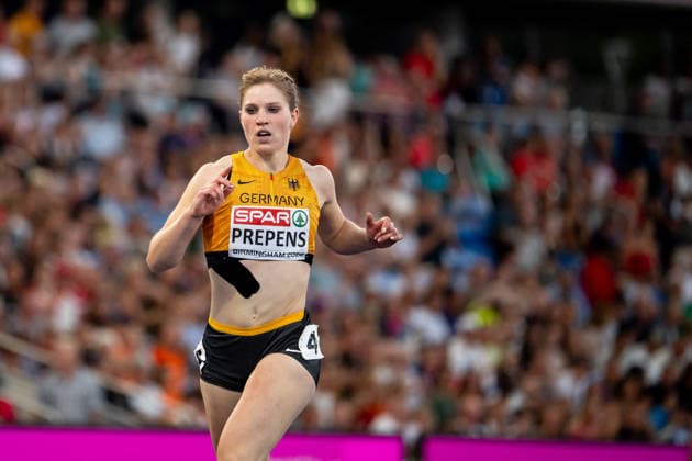 12.08.2026, GBR, Leichtathletik, Europameisterschaft 2026, Morgensession Tag 3, Birmingham Talea Prepens ( Deutschland ), 200 Meter Damen, Halbfinale Birmingham Alexander Stadium England Großbritannien *** August 12, 2026, GBR, Track and Field, 2026 European Championships, Morning Session, Day 3, Birmingham; Talea Prepens, Germany, Women s 200-meter, Semifinals, Birmingham Alexander Stadium, England, Great Britain Copyright: xNordphoto Memmlerx