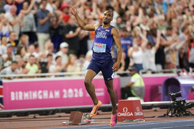 2026 European Athletics Championships, Alexander Stadium, Birmingham, England 12 8 2026 Men™s 400m Final Great Britain™s Matthew Hudson-Smith celebrates winning gold Matthew Hudson-Smith celebrates winning gold 12 8 2026  Copyright: xx 0U6A0359