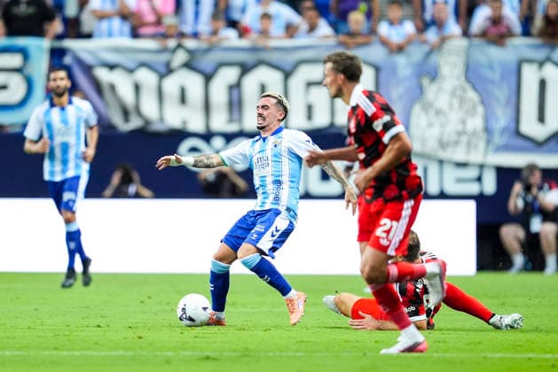 August 12, 2026, Malaga, Malaga, Spain: Joaquin Munoz of Malaga CF in action during the 36th edition of the Costa del Sol Trophy football match played between Malaga CF and Fulham FC at La Rosaleda stadium on August 12, 2026, in Malaga, Spain. Malaga Spain - ZUMAa181 20260812_zaa_a181_221 Copyright: xJoaquinxCorcherox