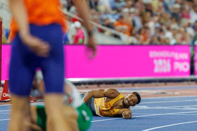 BIRMINGHAM, GREAT BRITAIN - AUGUST 12, 2026: Leo NEUGEBAUER (GER Germany) after the 400m during the European Athletics Championships at Alexander Stadium on August 12, 2026 in Birmingham, Great Britain. Great Britain Copyright: xAxelxKohringx