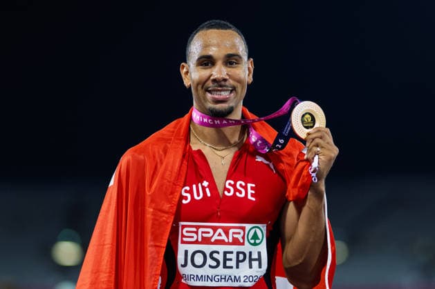 BIRMINGHAM, UNITED KINGDOM - AUGUST 12: Jason Joseph of Switzerland wins the Gold Medal in the Men s 110m Hurdles during the European Athletics Championships at Alexander Stadium on August 12, 2026 in Birmingham, United Kingdom. England United Kingdom Copyright: xBEAUTIFULxSPORTS TobiasxLacknerx
