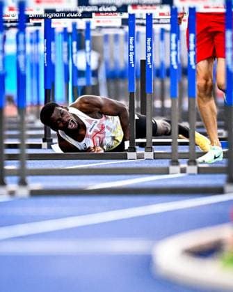 European Athletics Championships Birmingham 2026 - day 3 BIRMINGHAM, ENGLAND - AUGUST 12 : Bacari Elie (BEL) in action during the 110m hurdles semi-final on day 3 of the Birmingham 2026 European Athletics Championships on August 12, 2026 in Birmingham, England, 12 08 2026  Copyright: xTomasxSiskx
