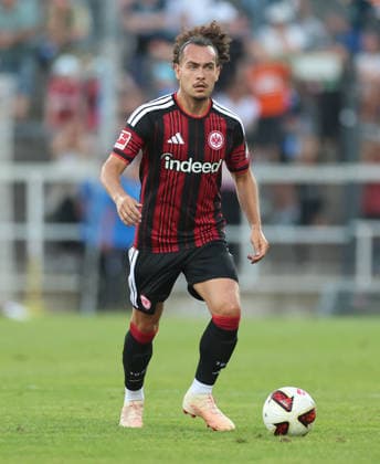 August 12, 2026, Soccer Friendly Match, FSV Frankfurt vs. Eintracht Frankfurt, from left: Arthur Theate, Eintracht Frankfurt. DFL and DFB regulations prohibit any use of photographs as image sequences and or quasi-video. xdcx Copyright: HMBxMedia Claus