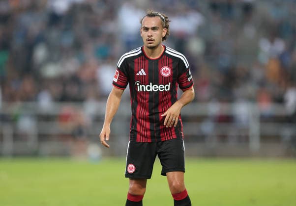 August 12, 2026, Soccer Friendly Match, FSV Frankfurt vs. Eintracht Frankfurt, from left: Arthur Theate, Eintracht Frankfurt. DFL and DFB regulations prohibit any use of photographs as image sequences and or quasi-video. xdcx Copyright: HMBxMedia Claus