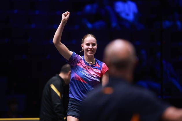 2026 WTT Europe Smash - Sweden - Main Draw - Day 3 Annett Kaufmann of Germany competes against Zhu Yuling of Macau during the Women s Singles Round of 64 at the 2026 Europe Smash at the Malmo Arena in Malmo, Sweden, on August 11, 2026. Malmo Sweden  Copyright: xRemyxGrosx originalFilename:gros-europesm260812_npoj5.jpg
