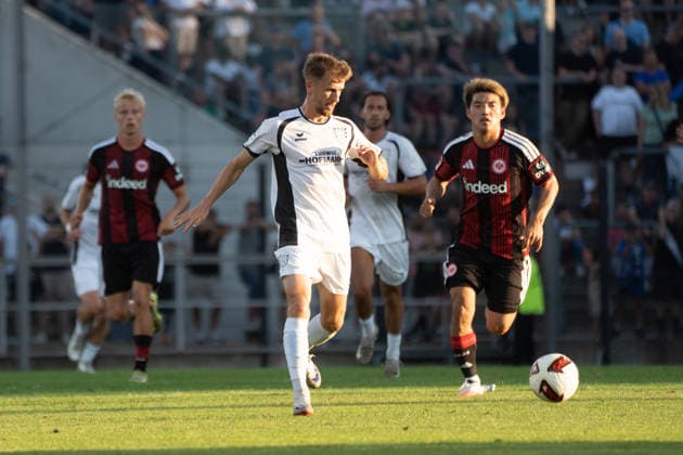 12.08.2026, xhfmx, Fussball Testspiel, FSV Frankfurt - Eintracht Frankfurt v.l. Corvin Bock (FSV Frankfurt, 30) (DFL DFB REGULATIONS PROHIBIT ANY USE OF PHOTOGRAPHS as IMAGE SEQUENCES and or QUASI-VIDEO) Frankfurt am Main *** August 12, 2026, xhfmx, soccer exhibition match, FSV Frankfurt vs. Eintracht Frankfurt at Corvin Bock Stadium, FSV Frankfurt, 30 DFL DFB regulations prohibit any use of photographs as image sequences and or quasi-video. Frankfurt am Main