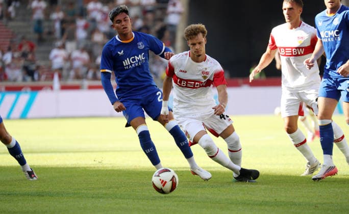 08 08 26 VfB Stuttgart FC Everton Germany, Stuttgart, 08 08 2026, Soccer, Bundesliga, Season 2026 2027, Exhibition game, VfB Stuttgart FC Everton Lazar Jovanovic VfB Stuttgart