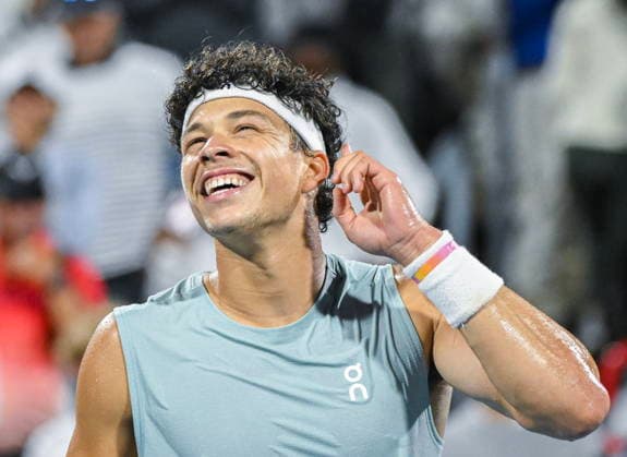 ATP, Tennis Herren Masters 1000 Canada semifinals Ben Shelton of the United States reacts following his win over Learner Tien of the United States at the ATP Masters 1000 Canada semifinals in Montreal, Canada, 12 August 2026. MONTREAL QUEBEC Canada  Copyright: xGRAHAMxHUGHESx