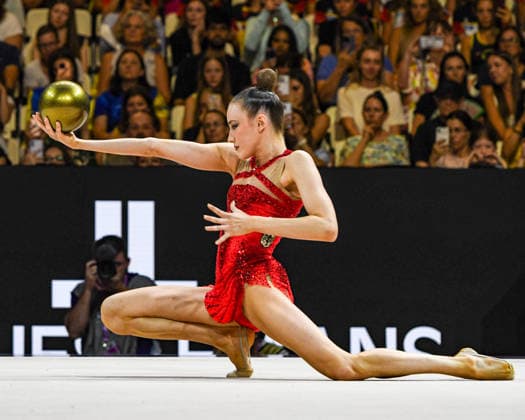 August 12, 2026, Frankfurt, Hesse, Germany: competes in the 42nd Rhythmic gymnastics, Rhythmische Sportgymnastik, RSG World Championships qualifiers in the Festhalle in Frankfurt, Hesse, Germany on Wednesday, August 12, 2026. 2026 Rhythmic Gymnastics World Championships Qualifying  - ZUMAd168 20260812_zsp_d168_031 Copyright: xKaixDambachx