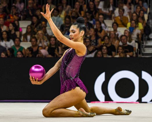 August 12, 2026, Frankfurt, Hesse, Germany: Aruban gymnast VIVA ODUBER competes in the 42nd Rhythmic gymnastics, Rhythmische Sportgymnastik, RSG World Championships qualifiers in the Festhalle in Frankfurt, Hesse, Germany on Wednesday, August 12, 2026. 2026 Rhythmic Gymnastics World Championships Qualifying  - ZUMAd168 20260812_zsp_d168_115 Copyright: xKaixDambachx