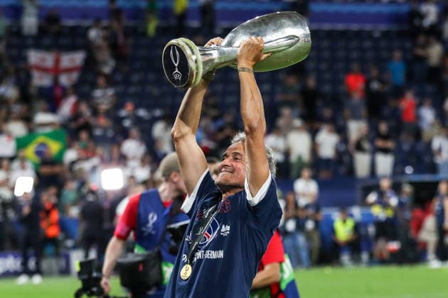 Salzburg 12.08.2026. Pilka nozna UEFA Super Puchar 2026 mecz: Paris Saint-Germain - Aston Villa --- Football UEFA Super Cup 2026 match: Paris Saint-Germain - Aston Villa nz Luis Enrique Fot. Kacper Staniec NEWSPIX.PL --- newspix.pl POLAND OUT! 