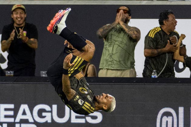 August 12, 2026, Los Angeles, California, USA: Los Angeles FC forward Do nis Bouanga (99) celebrates after scoring against the Club Quero taro during a Leagues Club soccer match on Wednesday, Aug. 12, 2026 in Los Angeles. Los Angeles USA - ZUMAc68_ 20260812_zaf_c68_029 Copyright: xRingoxChiux