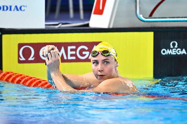 PARIS, FRANKRIKE 20260813 Sara Junevik under försöken pa 100 m fjäril under sim-EM i Olympic Aquatic Centre i Paris. ***Bilden ingar i SPORTPAKET. För övriga BETALBILD*** PARIS FRANKRIKE x10430x *** PARIS, FRANCE 20260813 Sara Junevik during the 100-meter butterfly heats at the European Swimming Championships at the Olympic Aquatic Center in Paris ***This image is included in the SPORTS PACKAGE; for other images, see PAID CONTENT*** PARIS, FRANCE x10430x  Copyright: xChristinexOlsson TTx SIM-EM 2026 PARIS