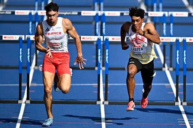 European Athletics Championships Birmingham 2026 - day 4 BIRMINGHAM, ENGLAND - AUGUST 13 : Ferranti Antoine (FRA), Keita Dai (BEL) in action during the 110M Hurdles Decathlon on day 4 of the Birmingham 2026 European Athletics Championships on August 13, 2026 in Birmingham, England, 13 08 2026 Birmingham ENGLAND  Copyright: xTomasxSiskx