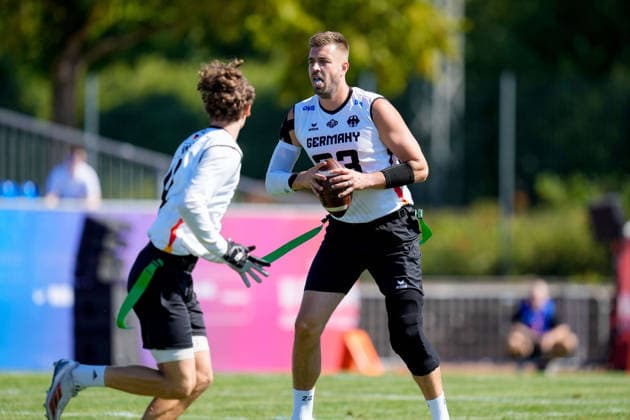 Benjamin Alexander Sebastian Klever (Germany) in action during the Men s 2026 IFAF Flag Football World Championships group stage match between Mexico v Germany at Flag Football Complex Dusseldorf-Garath on August 13, 2026 in Dusseldorf, Germany. (Photo by Alex Gottschalk DeFodi Images) - *** Benjamin Alexander Sebastian Klever of Germany in action during the group stage match of the 2026 IFAF Men’s Flag Football World Championships between Mexico and Germany at the Flag Football Complex Düsseldorf-Garath on August 13, 2026, in Düsseldorf, Germany. Photo by Alex Gottschalk, DeFodi Images