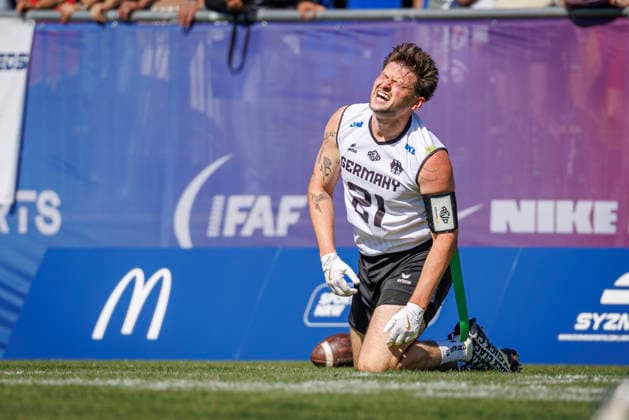 Mexico (MEX) vs. Germany (GER), Day 1 Men at IFAF Flag Football Championships Düsseldorf 2026, 13.08.2026 Duesseldorf, Germany - Aug. 13, 2026: Fabian Achenbach (GER 21) during the match between Mexico (MEX) vs. Germany (GER) on the first day of the Men IFAF Flag Football World Championships at the Bezirkssportanlage Duesseldorf Garath *** Mexico (MEX) vs. Germany (GER), Day 1 Men s Division at the IFAF Flag Football Championships in Düsseldorf 2026, August 13, 2026, Düsseldorf, Germany. Fabian Achenbach (GER 21) during the match between Mexico (MEX) and Germany (GER) on the first day of the Men’s IFAF Flag Football World Championships at the Bezirkssportanlage Düsseldorf Garath Copyright: xBEAUTIFULxSPORTS B.Hoffmannx